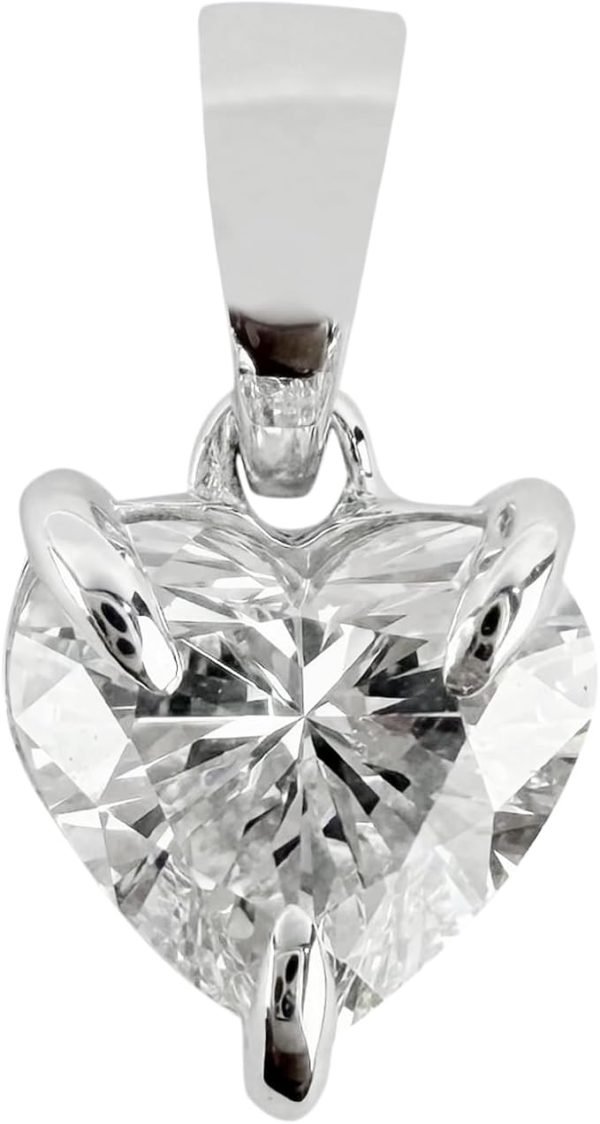 Lab-Grown Heart Shaped Diamond Pendant in 10kt White Gold - Image 3