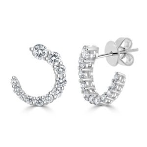 URVI Designer Earrings 1.29 CT Round Diamond Stud Earring, Argentium Silver F-G Color VS Lab Created Diamond Earrings for Women Wedding Earrings(13.5 x 11.5mm)