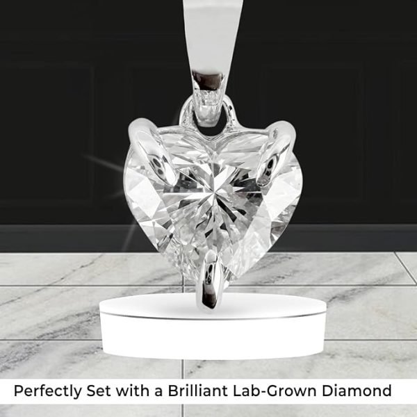 Lab-Grown Heart Shaped Diamond Pendant in 10kt White Gold - Image 2