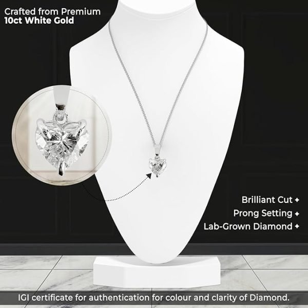 Lab-Grown Heart Shaped Diamond Pendant in 10kt White Gold - Image 4