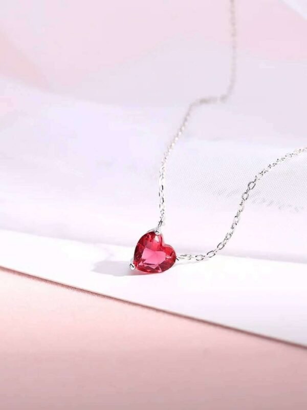 Cubic Zirconia Heart Shape Pendant Necklace In Sterling Silver - Image 4