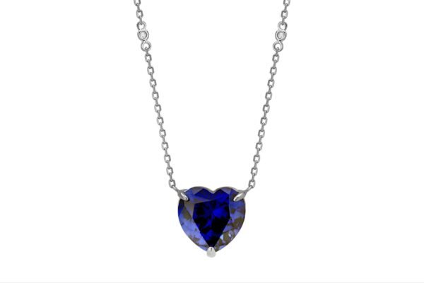 Cubic Zirconia Heart Shape Pendant Necklace In Sterling Silver - Image 7