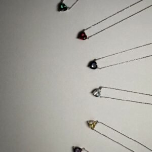 Cubic Zirconia Heart Shape Pendant Necklace In Sterling Silver