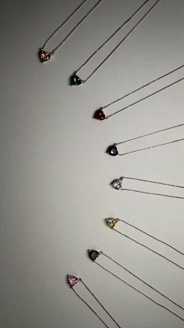 Cubic Zirconia Heart Shape Pendant Necklace In Sterling Silver