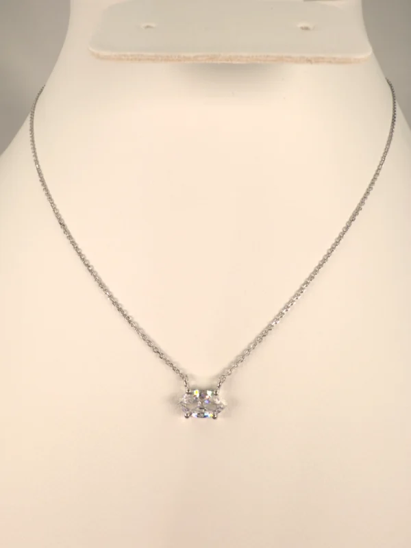 Cubic Zirconia Marquise Pendant Necklace for Women |  Sterling Silver Jewellery | 5mm x 10mm - Image 6