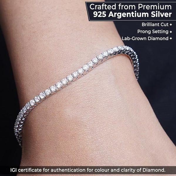 Tennis Bracelets I Elegant Lab-Grown Round Diamonds 925 Argentium Silver Tennis Bracelet I 7inch - Image 2