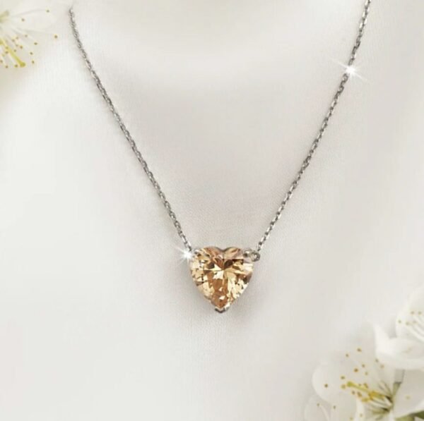 Cubic Zirconia Heart Shape Pendant Necklace In Sterling Silver - Image 6