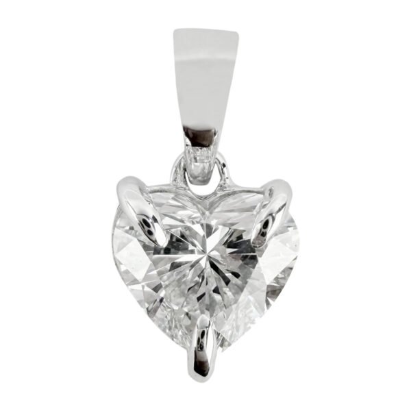 Lab-Grown Heart Shaped Diamond Pendant in 10kt White Gold