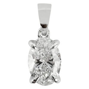 Lab-Grown Oval Shaped Diamond Pendant in 10kt White Gold