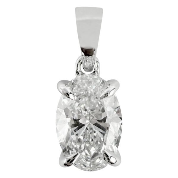 Lab-Grown Oval Shaped Diamond Pendant in 10kt White Gold