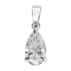 Lab-Grown Pear Shaped Diamond Pendant in 10kt White Gold