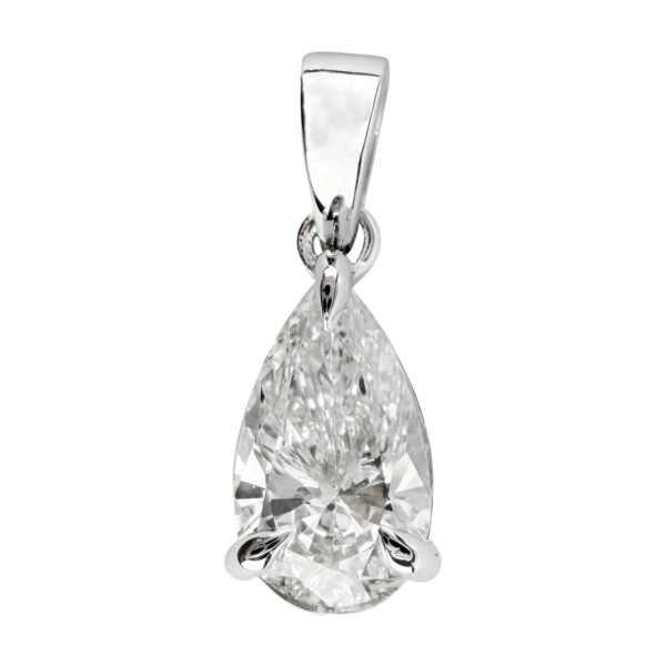 Lab-Grown Pear Shaped Diamond Pendant in 10kt White Gold