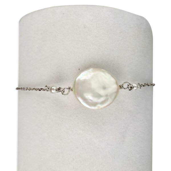 Coin Pearl Bracelet | Sterling Silver Bracelet - Image 2