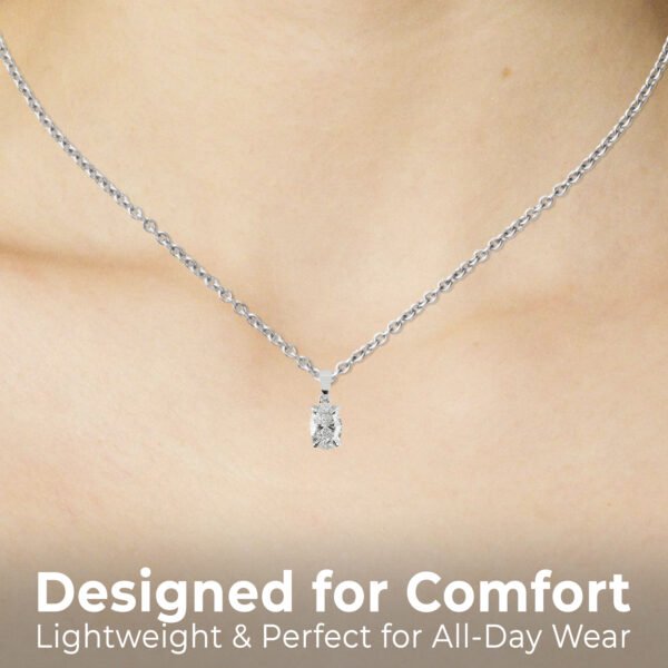 Lab-Grown Oval Shaped Diamond Pendant in 10kt White Gold - Image 3
