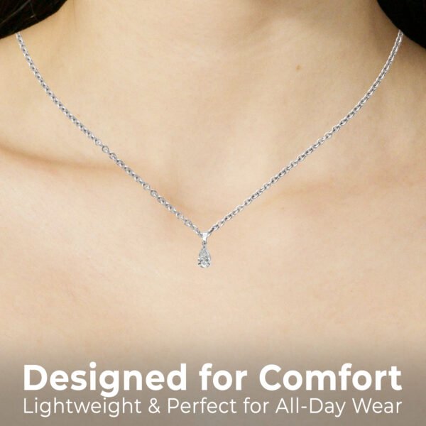 Lab-Grown Pear Shaped Diamond Pendant in 10kt White Gold - Image 3