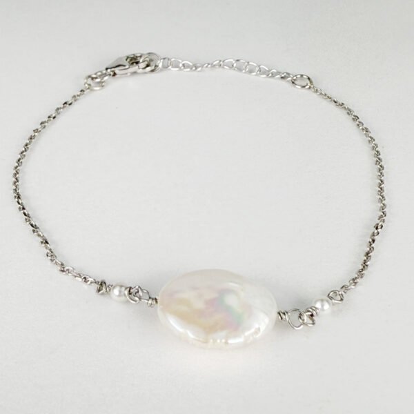 Coin Pearl Bracelet | Sterling Silver Bracelet - Image 3