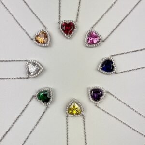Cubic Zirconia Heart Shape Pendant Necklace In Sterling Silver
