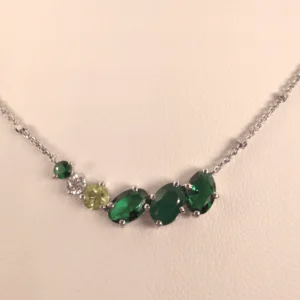 Semi-Precious+Cubic Zirconia with Sterling Silver Chain