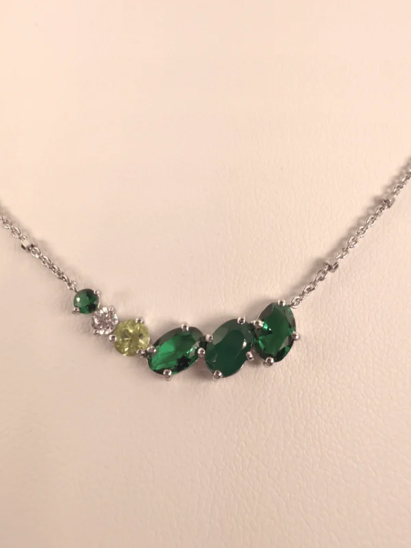 Semi-Precious+Cubic Zirconia with Sterling Silver Chain
