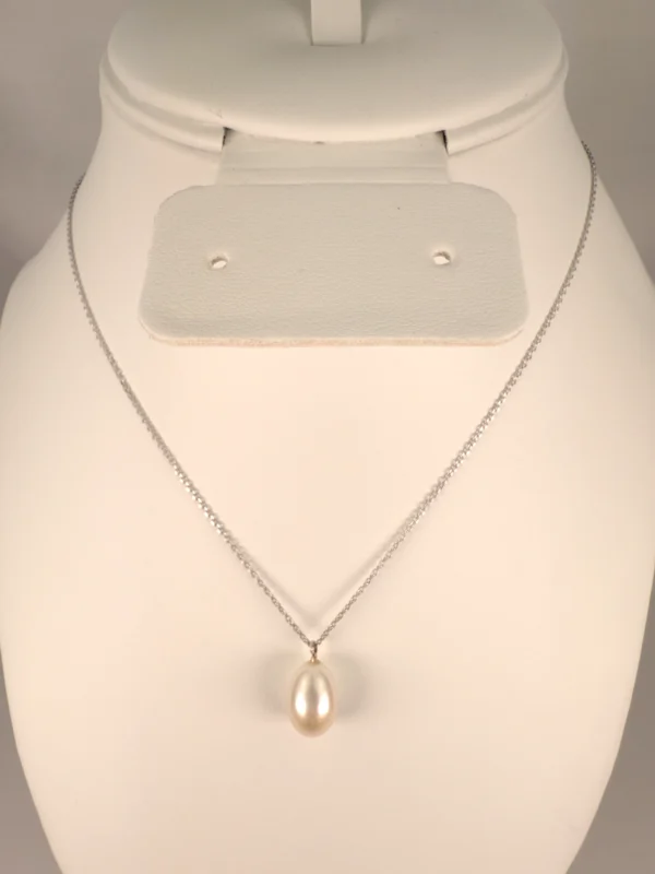 Pearl Drop Pendant in Sterling Silver Chain - Image 2