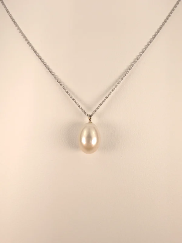 Pearl Drop Pendant in Sterling Silver Chain