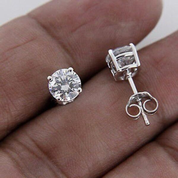 Designer Earrings 0.50 CT Round Diamond Stud Earring, Argentium Silver F-G Color VVS-VS Lab Created Diamond Earrings for Women Wedding Earrings(4mm x 4mm) - Image 4
