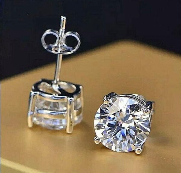 Designer Earrings 0.50 CT Round Diamond Stud Earring, Argentium Silver F-G Color VVS-VS Lab Created Diamond Earrings for Women Wedding Earrings(4mm x 4mm) - Image 3